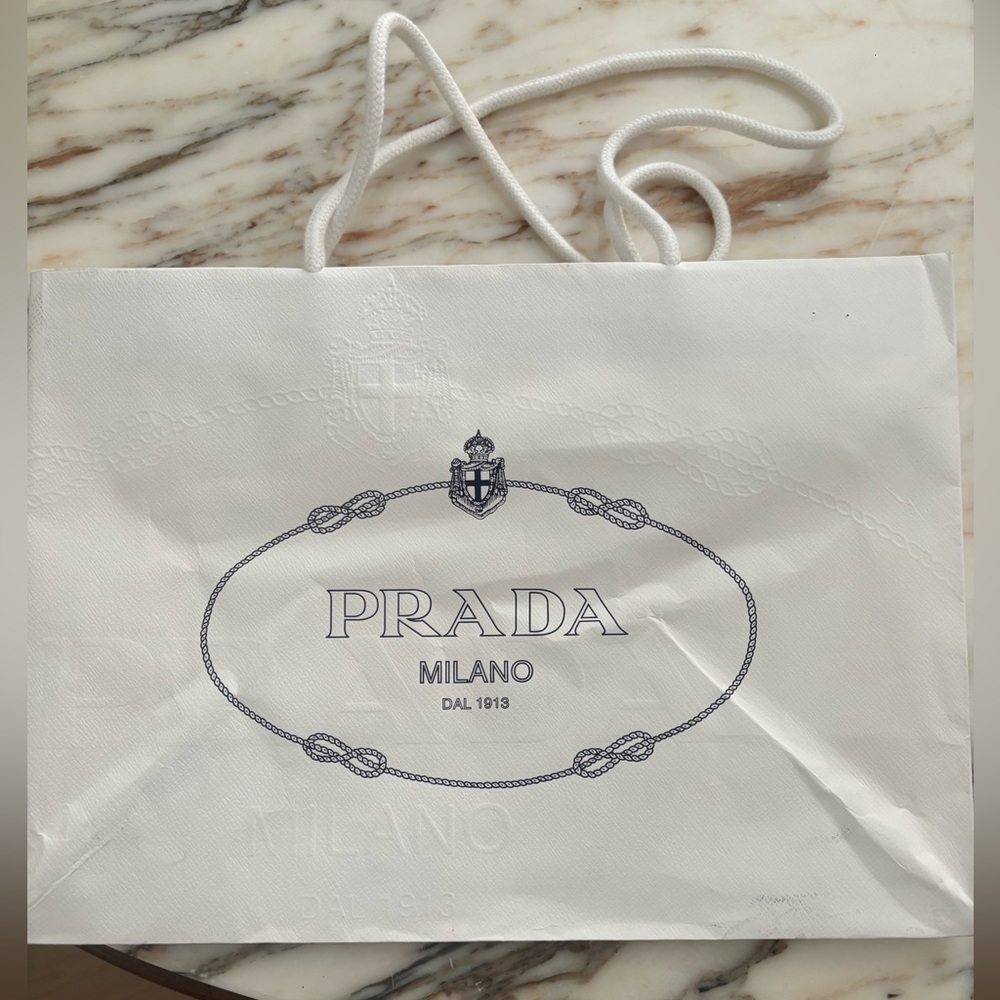 Prada White Logo Shopping Bag